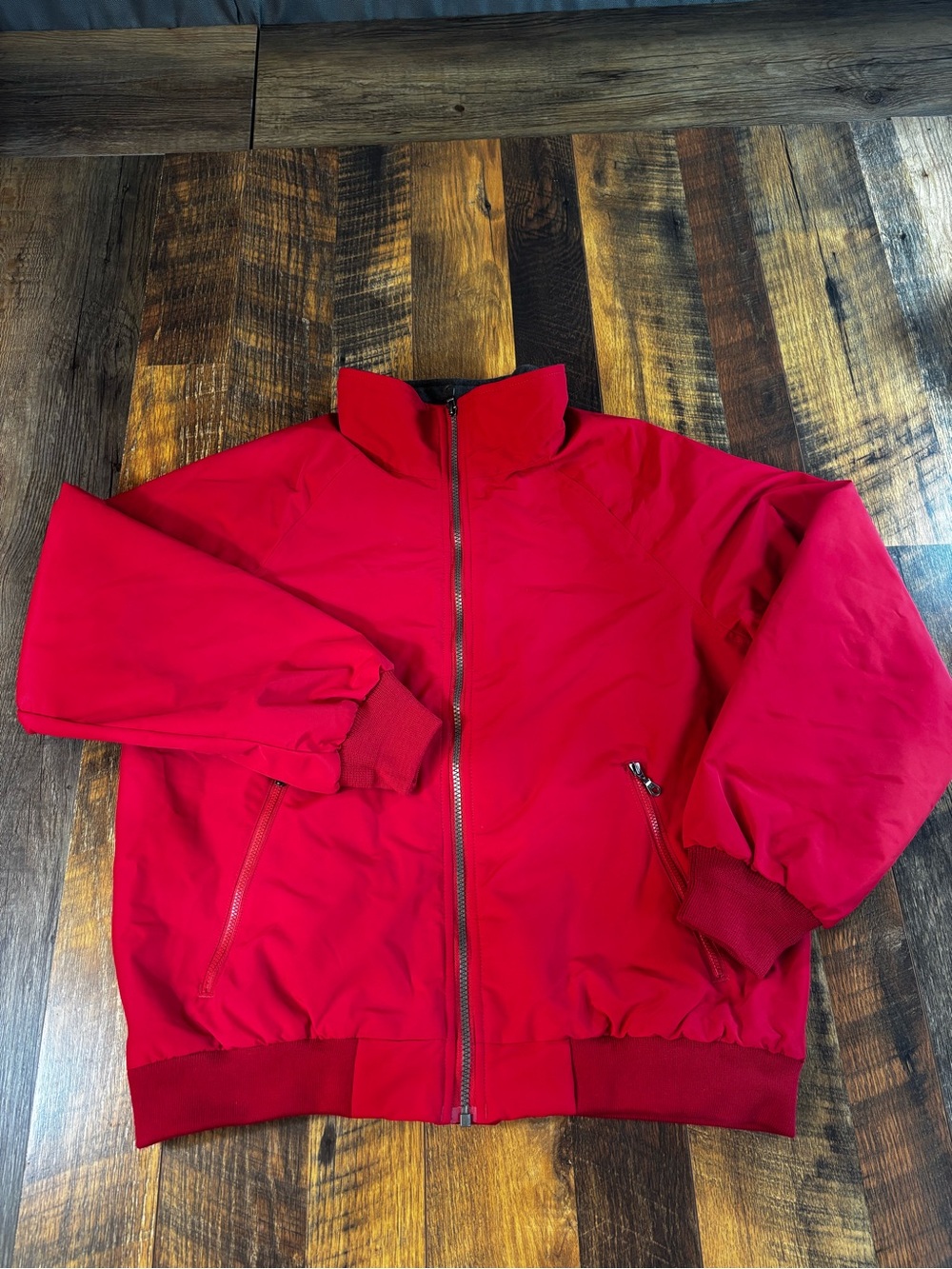 Land’s End Women’s Red Zip-Front bomber Jacket fleece lined size medium 10-12
